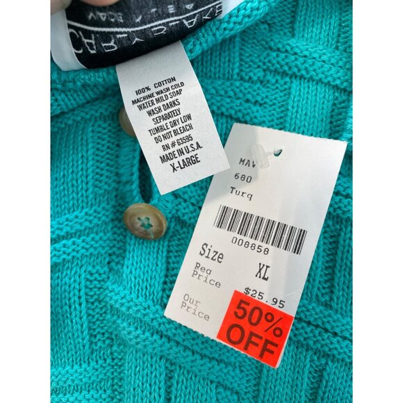 Vintage 90s Carly Blake Sweater Size XL Henley Short Sleeve Knit Deadstock NEW - Picture 5 of 6